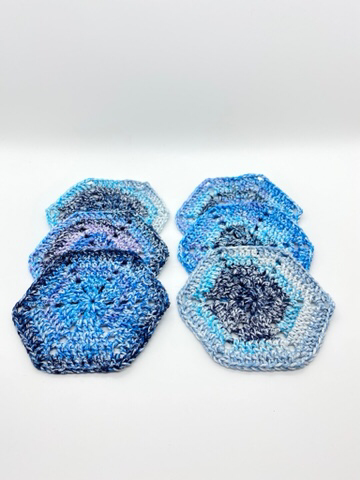 Glassbrikker i blåtoner 6-pk