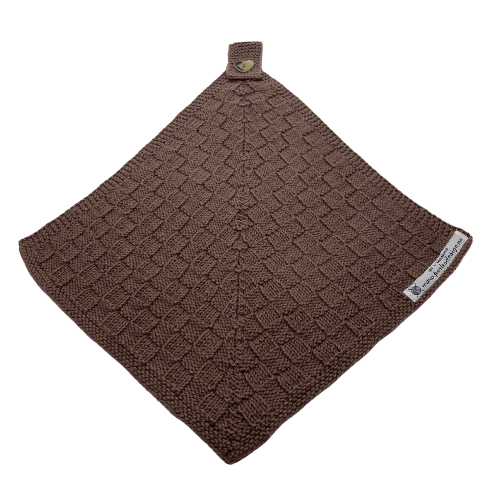 Rutemønstret kjøkkensett strikkeoppskrift