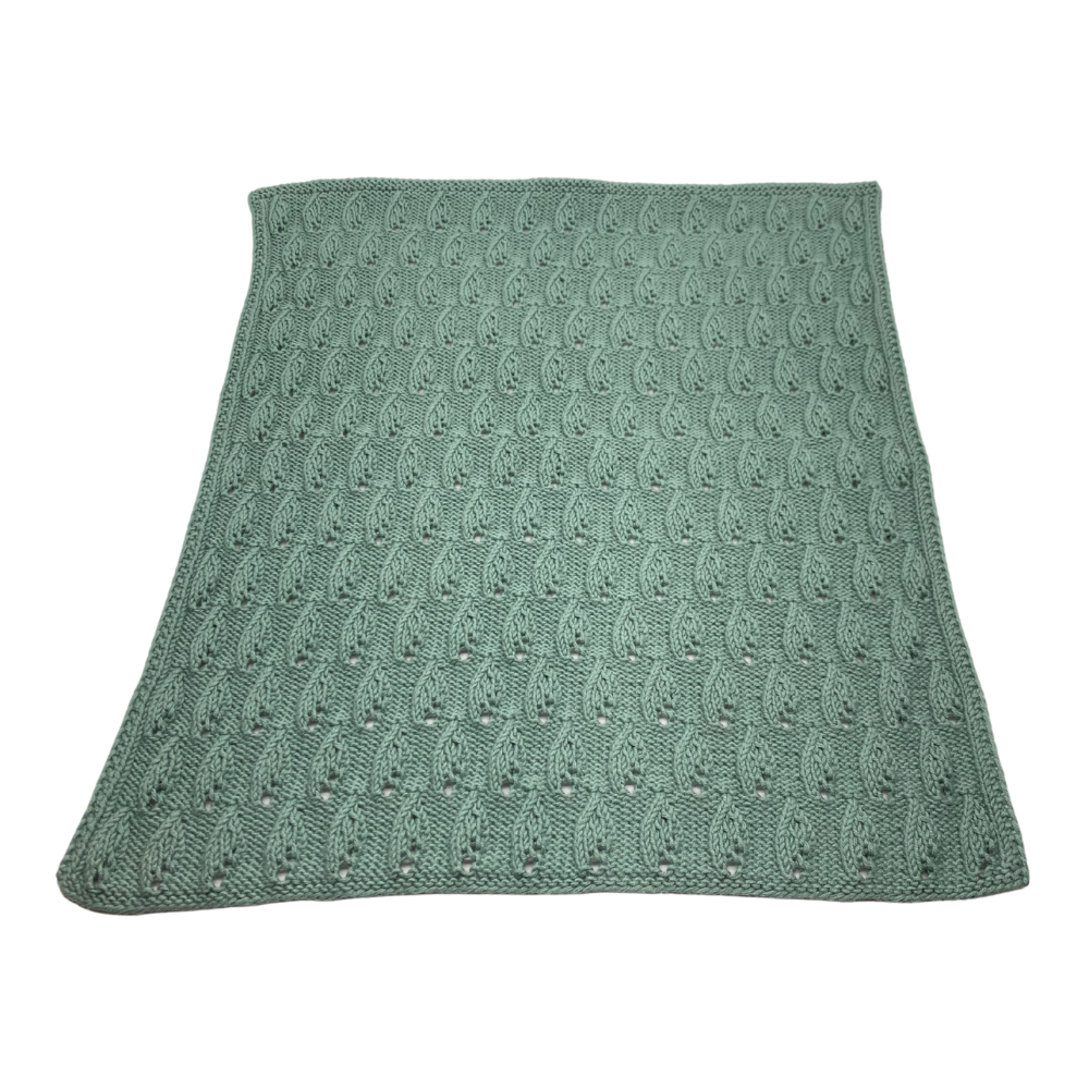 Strikkeoppskrift Kjøkkensett med bladmotiv