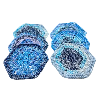 Glassbrikker i blåtoner 6-pk