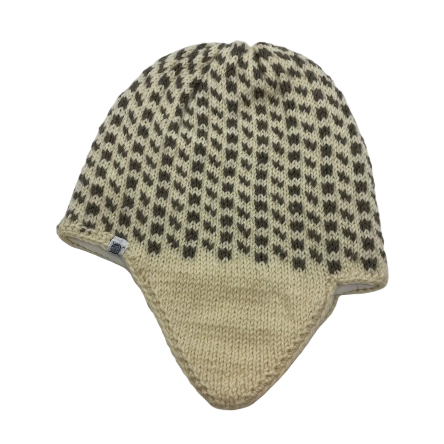 Lue med islender-mønster og øreklaffer til herre str S